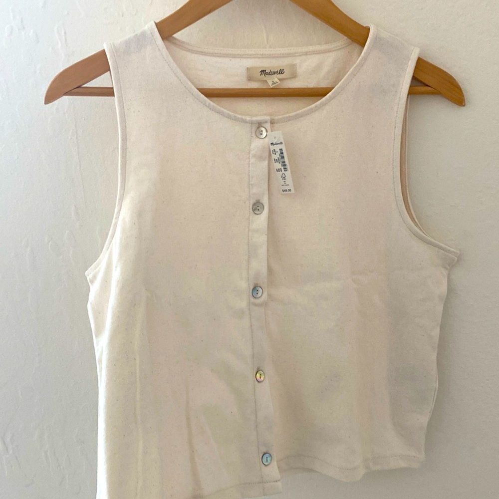NWT Madewell button down cream tank top